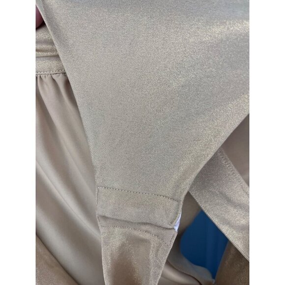 Nora Barth One Piece Long Sleeve Blouse liquid fabric Metallic Sheen Gold Size 4 - Picture 9 of 9